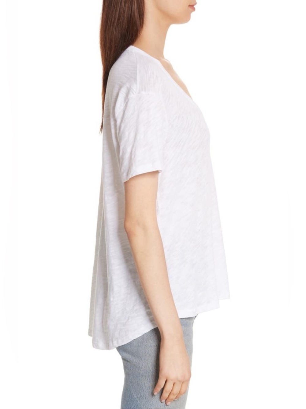 ATM Boyfriend White V-Neck Slub Knit Tee M/L - Picture 4 of 11